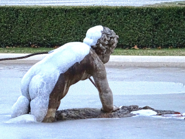 Cherub in fountain at Villa Olmo Winter 2017